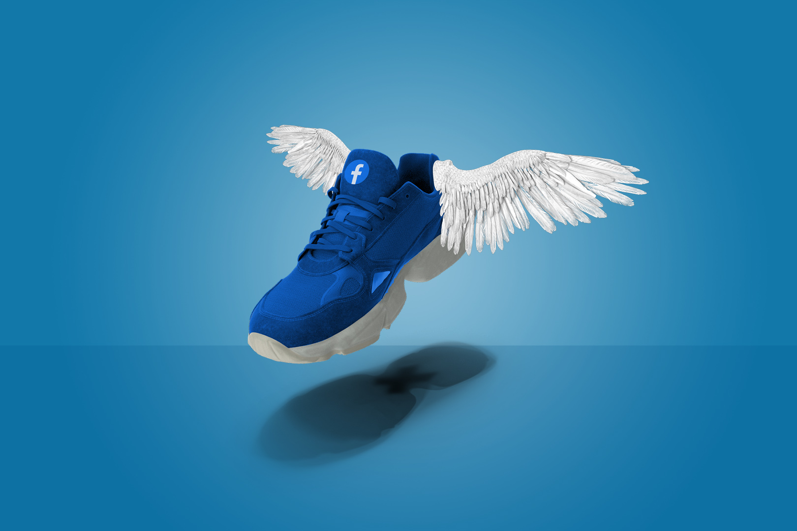 A sneaker flying with wings